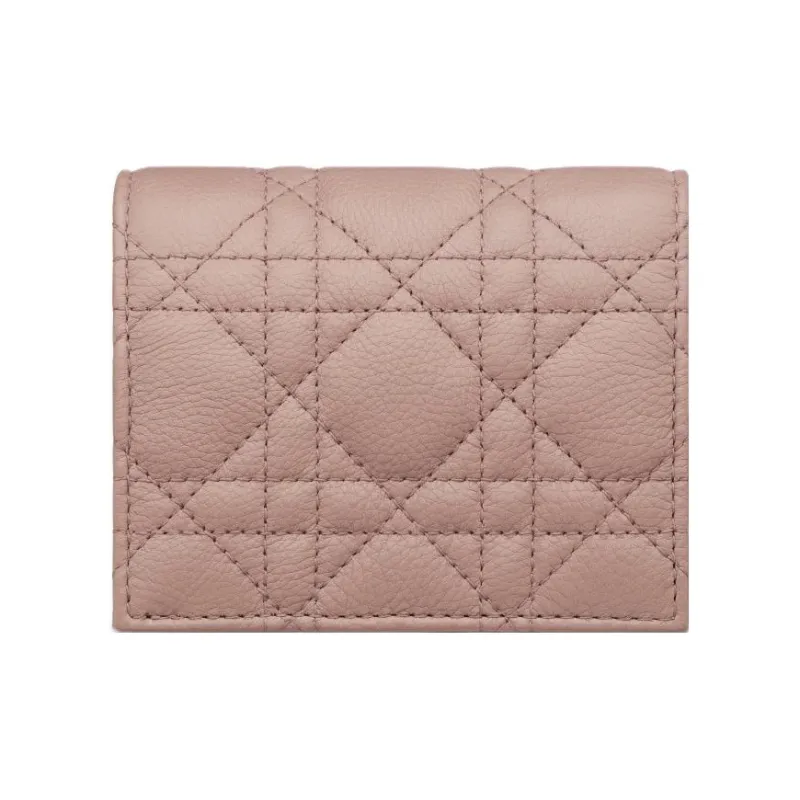 DIOR Caro Calfskin Wallet Mini Women's Pink-4