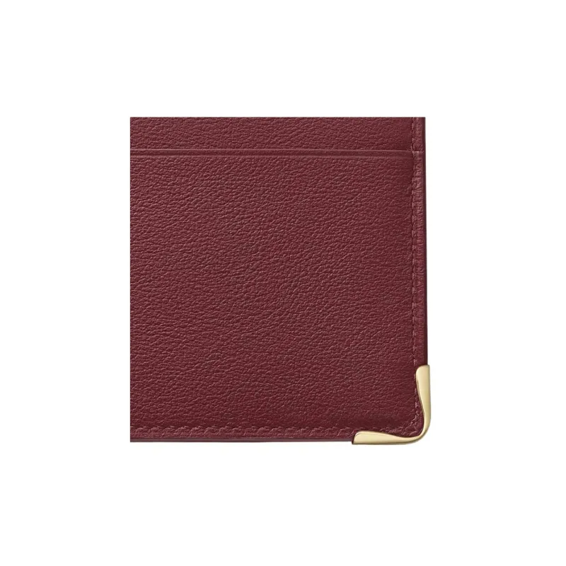 CARTIER Must De Cartier Calfskin Card Holder Women's Burgundy-5