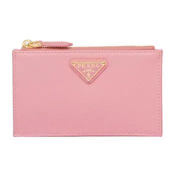 PRADA Saffiano Leather Card Holder Wallet Women's Petal Pink