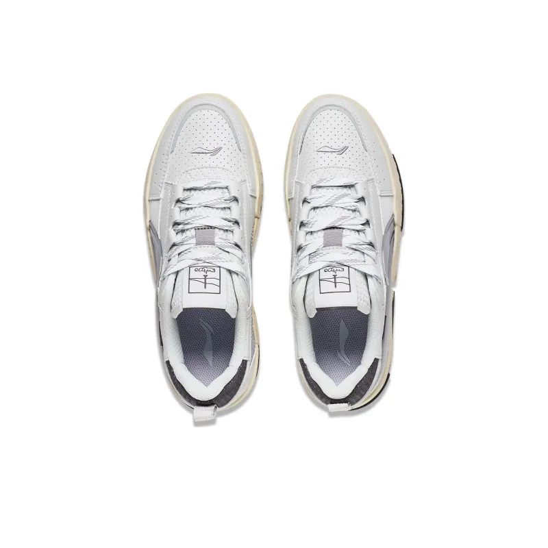 LiNing Lining Is Anti Slip Wear Resistant Low Top Casual Shoes Women's White Gray-3