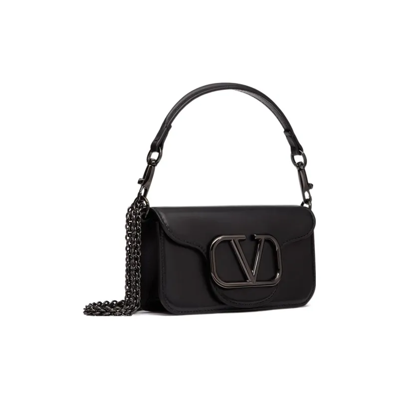 Valentino Locò Calfskin Portable Crossbody Bag Shoulder Bag Small Size Women's Black-1