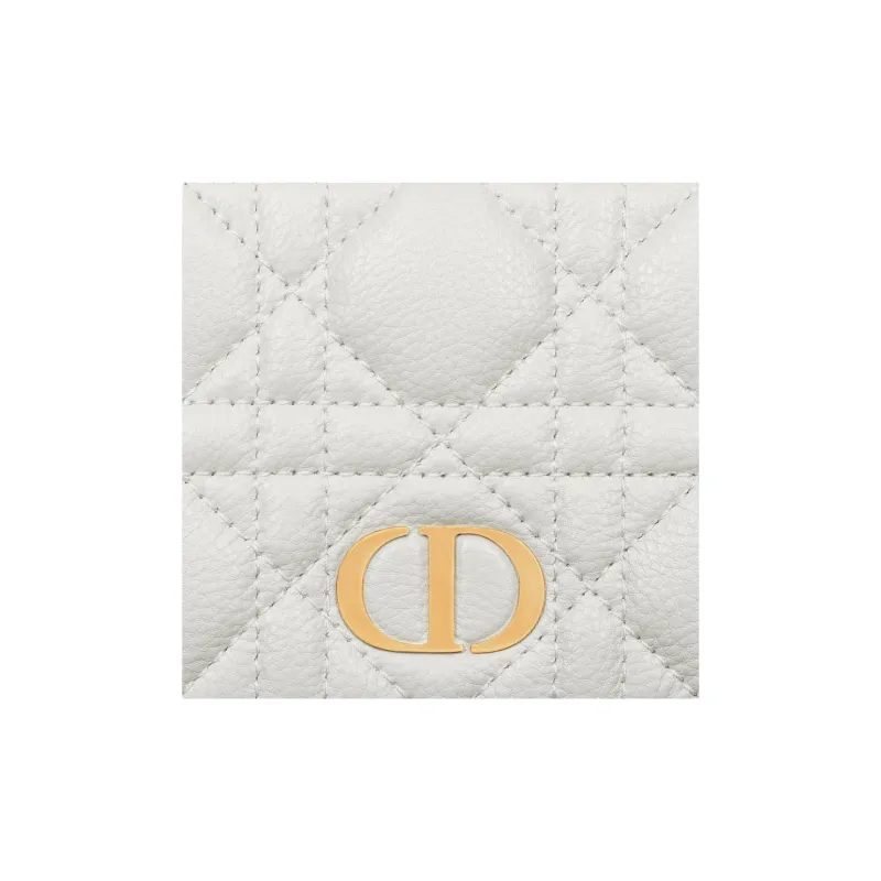 DIOR Calfskin Wallet Women's Silver Gray-5
