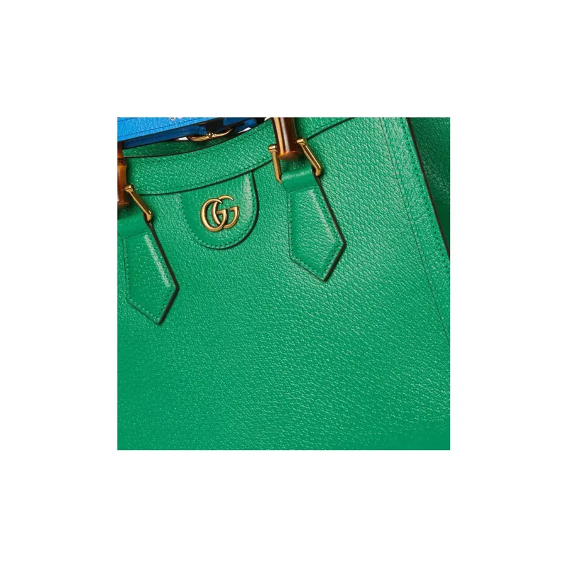 GUCCI Diana Leather Tote Bag Shopping Bag Shoulder Bag Handbag Small Size Women's Green-10