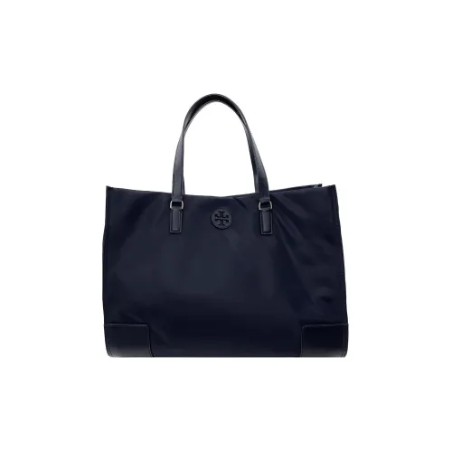 TORY BURCH Ella Nylon With Leather Tote Bag Shopping Bag Handbag Shoulder Bag Large Size Women's Navy