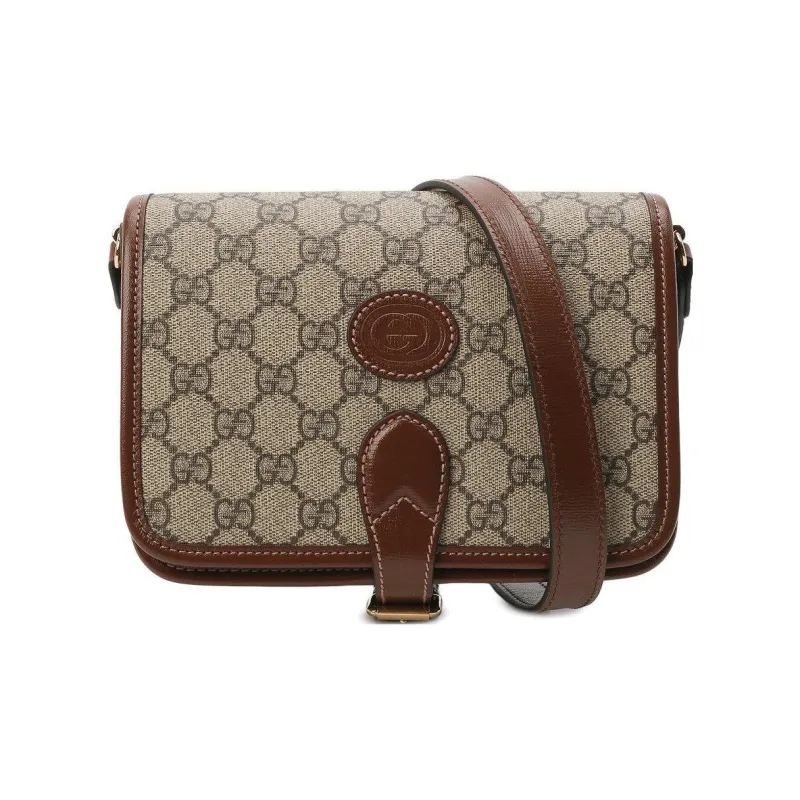 GUCCI Leather Messenger Bag, Trunk Bag, Shoulder Bag, Crossbody Bag Mini Unisex Brown-1