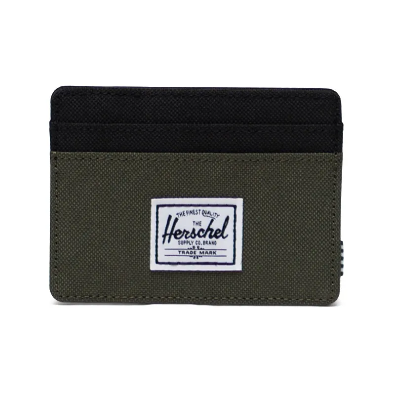 Herschel Recycled Material Card Holder ID Card Holder Card Wallet Coin Purse Regular Unisex Twilight Forest Green/Black-0
