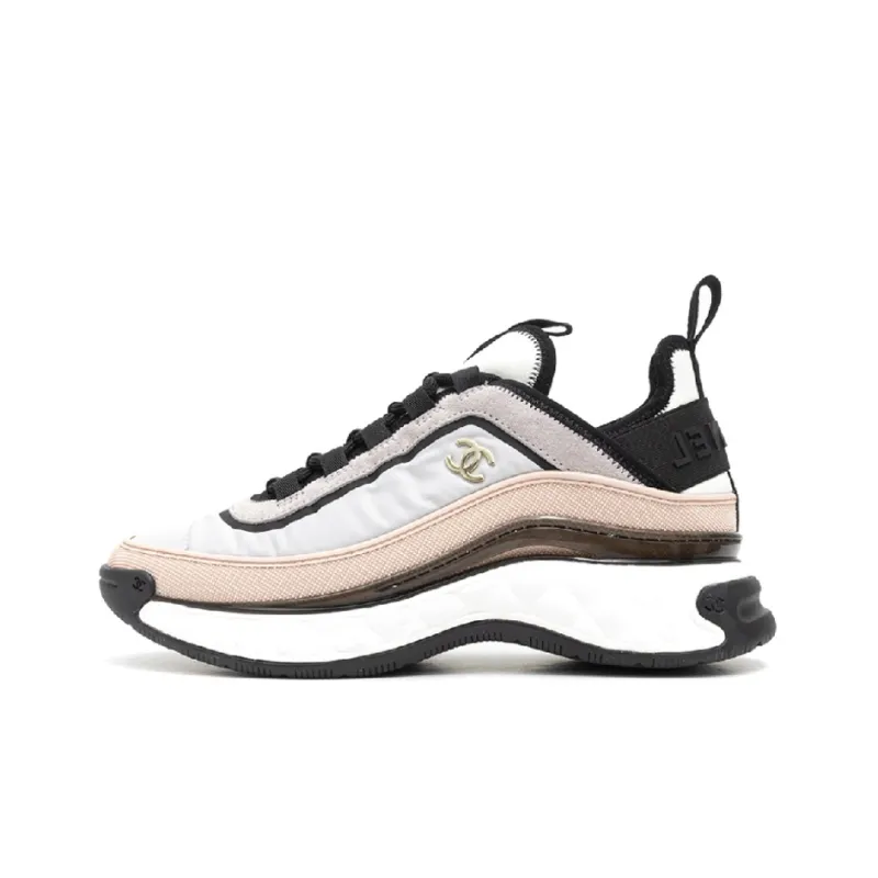 CHANEL Abrasion Resistant Low Top Sports Casual Shoes Women's White Pink Black-0