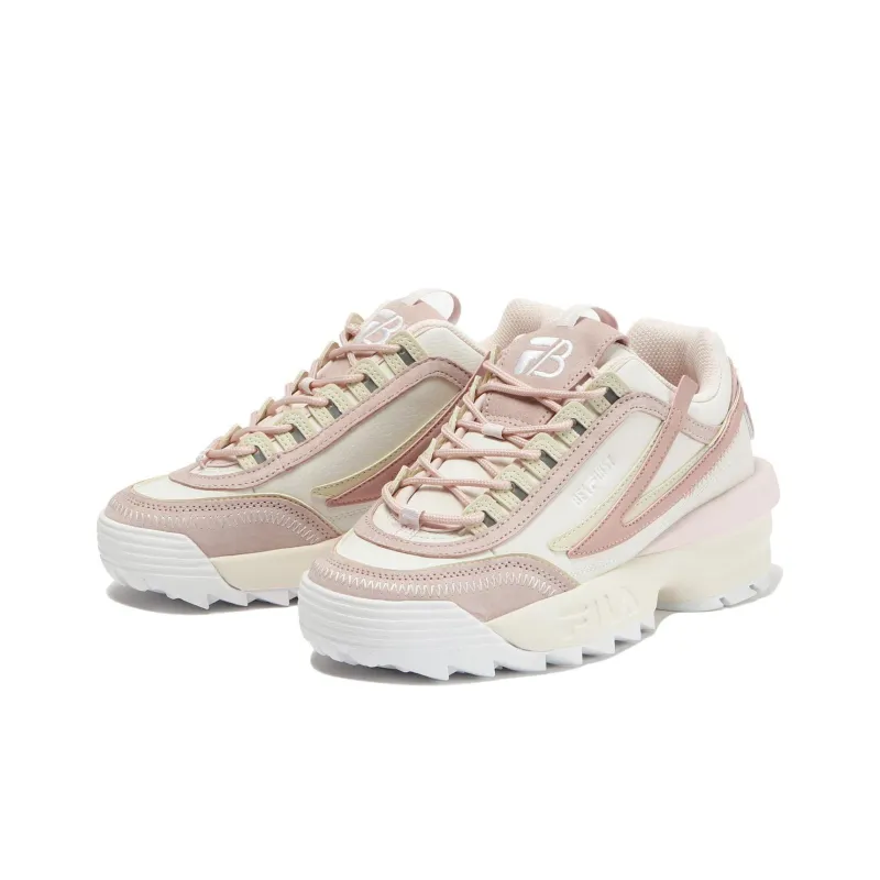 BE FIRST x FILA Disruptor 2 Abrasion Resistant Breathable Low Top Casual Shoes Women's Pink White-1