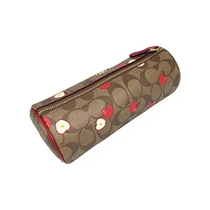 COACH Canvas With Leather Makeup Brush Bag, Pen Holder Bag, Toiletry Bag Trumpets Women's Khaki Monogram-1