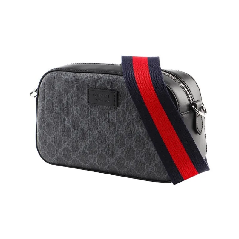 GUCCI Canvas With Leather Camera Bags Crossbody Bag Shoulder Bag Men's Black Gray Color-1