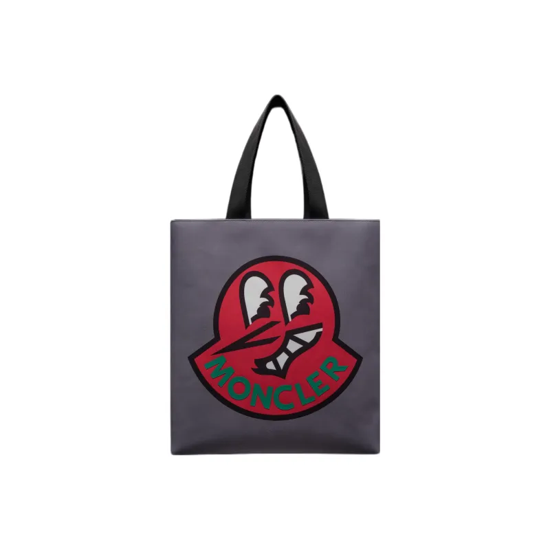Moncler Canvas Canvas Bag Tote Bag Shopping Bag Shoulder Bag Handbag Men's Gray-0