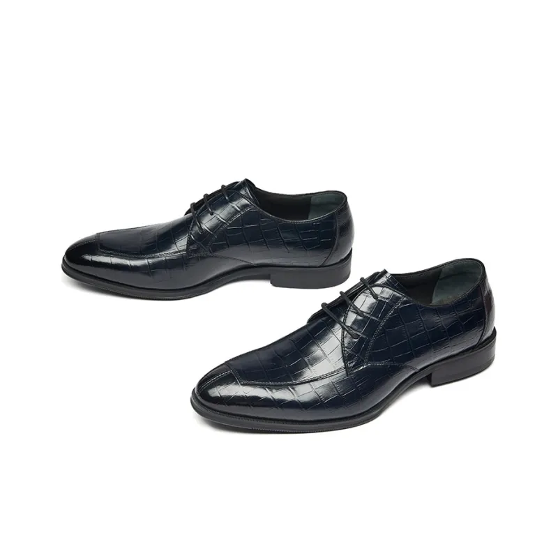 KANGNAI Dress Shoes Men Low Top Blue-1