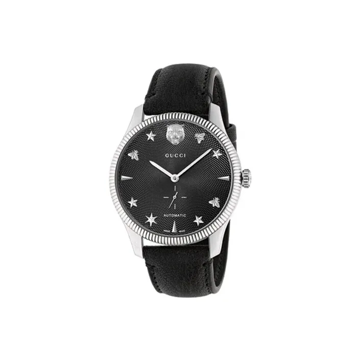 GUCCI G-Timeless Collection Wrist Watch Automatic Mechanical Movement Leather Watch Bands 40mm Black Dial Men's Watches-0