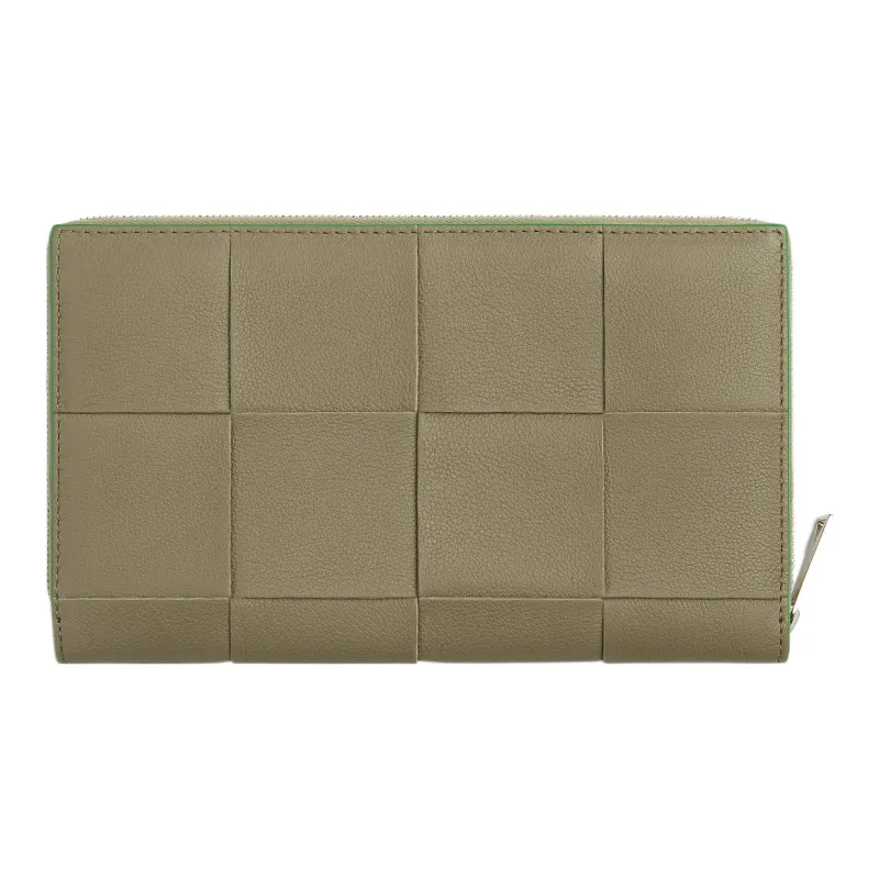 Bottega Veneta Lambskin With Calfskin Wallet Men's Taupe/Parrot Green-2