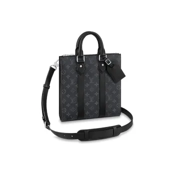 LOUIS VUITTON Sac Plat Coated Canvas With Leather Trim Crossbody One Shoulder Handbags Regular Men's Black