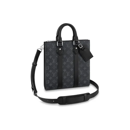 LOUIS VUITTON Sac Plat Coated Canvas With Leather Trim Crossbody One Shoulder Handbags Regular Men's Black