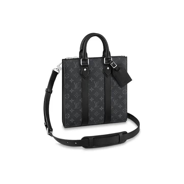 LOUIS VUITTON Sac Plat Coated Canvas With Leather Trim Crossbody One Shoulder Handbags Regular Men's Black-0