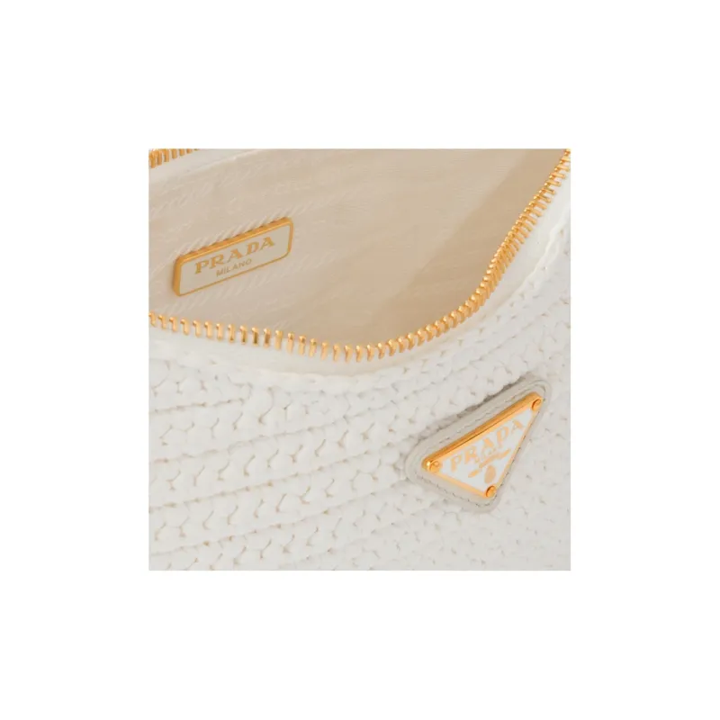 PRADA Re-Edition Natural Raffia Fiber With Leather Detail 3-in-1 Shoulder Bag Crossbody Bag Handbag Women's White-4