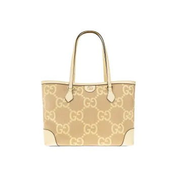 GUCCI Ophidia Canvas With Leather Tote Bag, Shopping Bag, Canvas Bag, Handbag Medium Size Women's Beige/Yellow