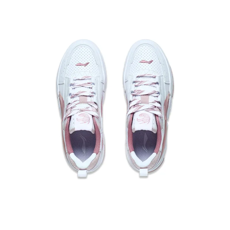 LiNing Li Cheng Lining Is Anti Slip Wear Resistant Low Top Sports Casual Shoes Women's White Pink-3