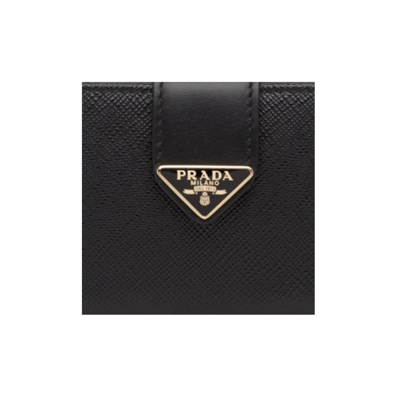 PRADA Saffiano Leather Card Holder Women's Black-3