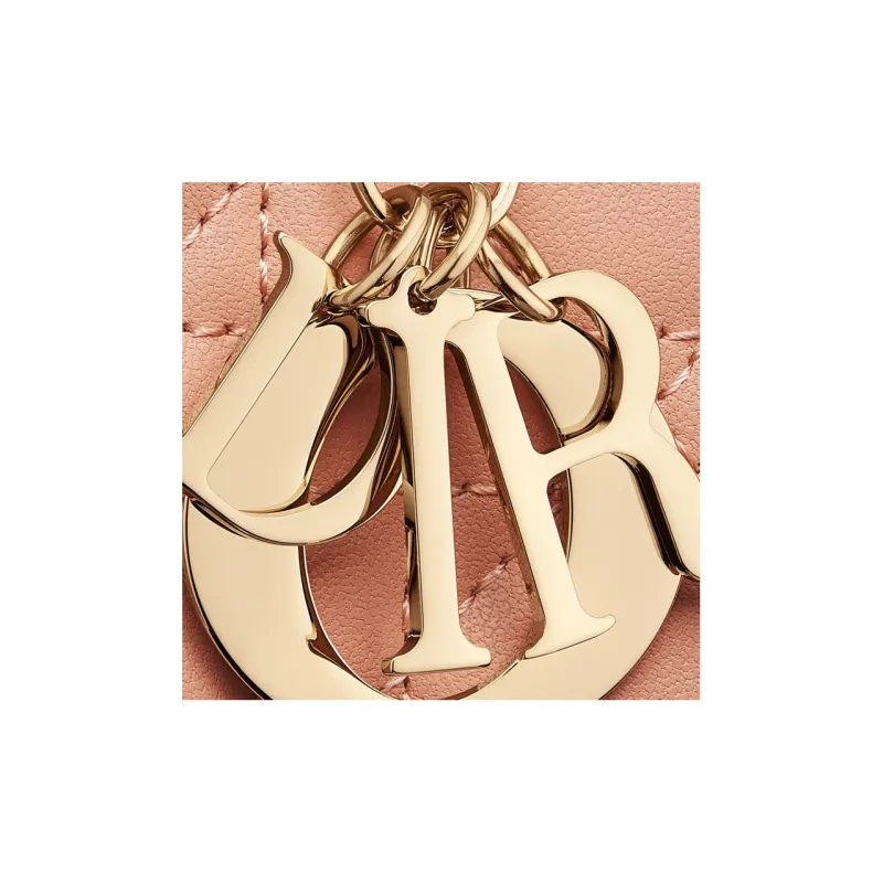 DIOR Lady Dior Lambskin One Shoulder Crossbody Clutches Women's Pink-6