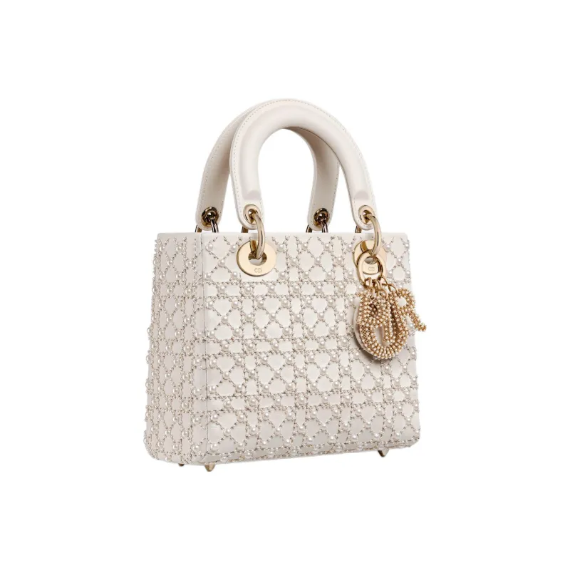 DIOR Lady Dior Calfskin Dior Bag Shoulder Bag Crossbody Bag Handbag Small Size Women's Milk White-1