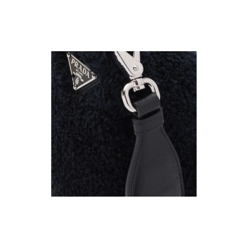 PRADA Triangle Fabric With Leather Accents Crossbody Bag Shoulder Bag Mini Women's Black-4