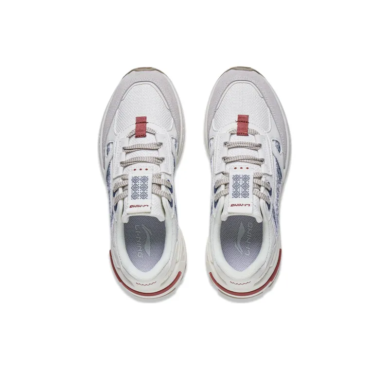 LiNing Wind Rider 2.0 Anti Slip Wear Resistant Low Top Sports Casual Shoes Women's Beige White Blue-3