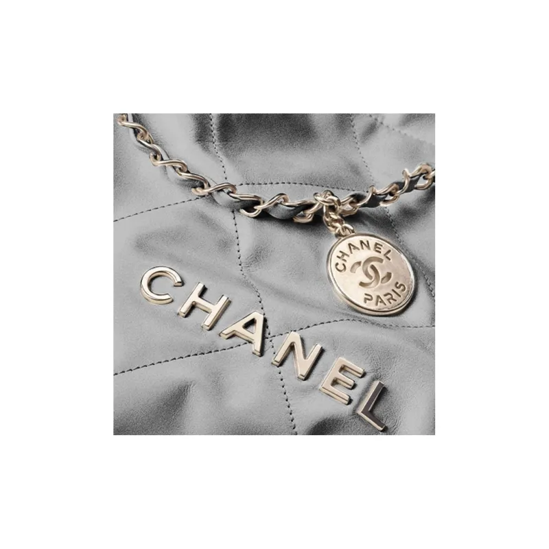 CHANEL 22Bag Smooth Finish Calfskin Tote Bag, Shopping Bag, Portable Crossbody Bag, Shoulder Bag Women's Silver-2