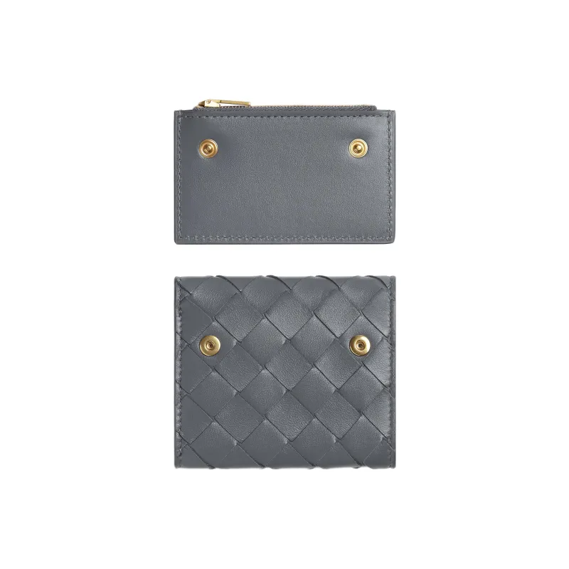 Bottega Veneta Sheepskin With Cow Leather Wallet Women's Lightning Grey-3