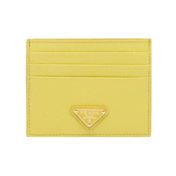 PRADA Saffiano Leather Card Holder Wallet Women's Pomelo Green