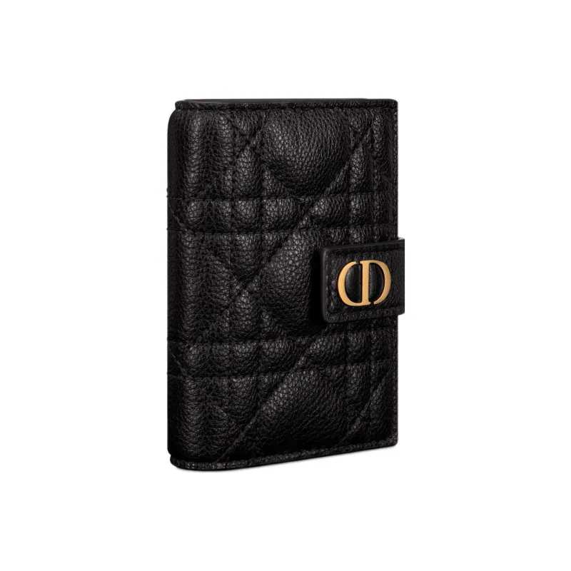 DIOR Caro Calfskin Card Holder Wallet Women's Black-2
