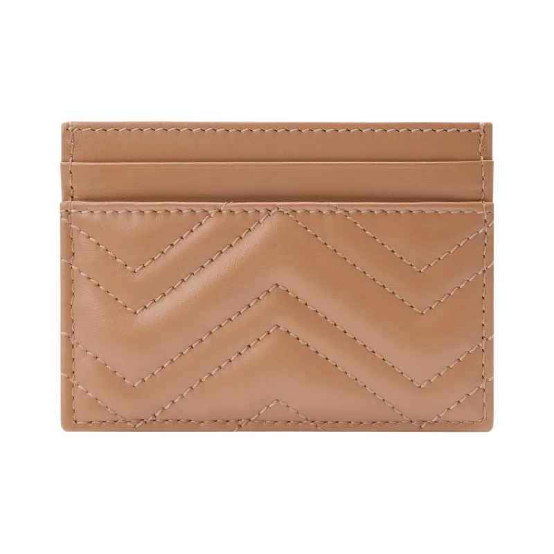 GUCCI GG Marmont Leather Card Holder Women's Rose Beige-2