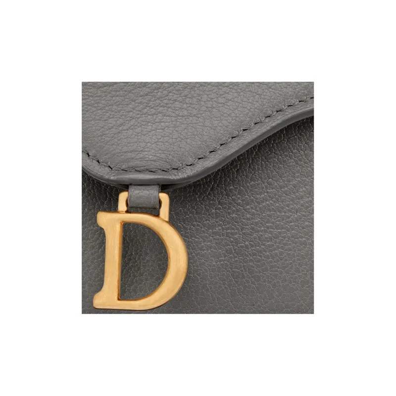 DIOR Saddle Sheepskin Wallet Women's Gray-4