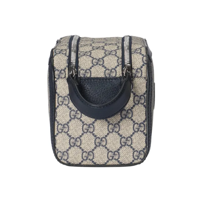 GUCCI Canvas With Leather Binding Clutches Toiletry Bags Unisex Beige/Blue-3