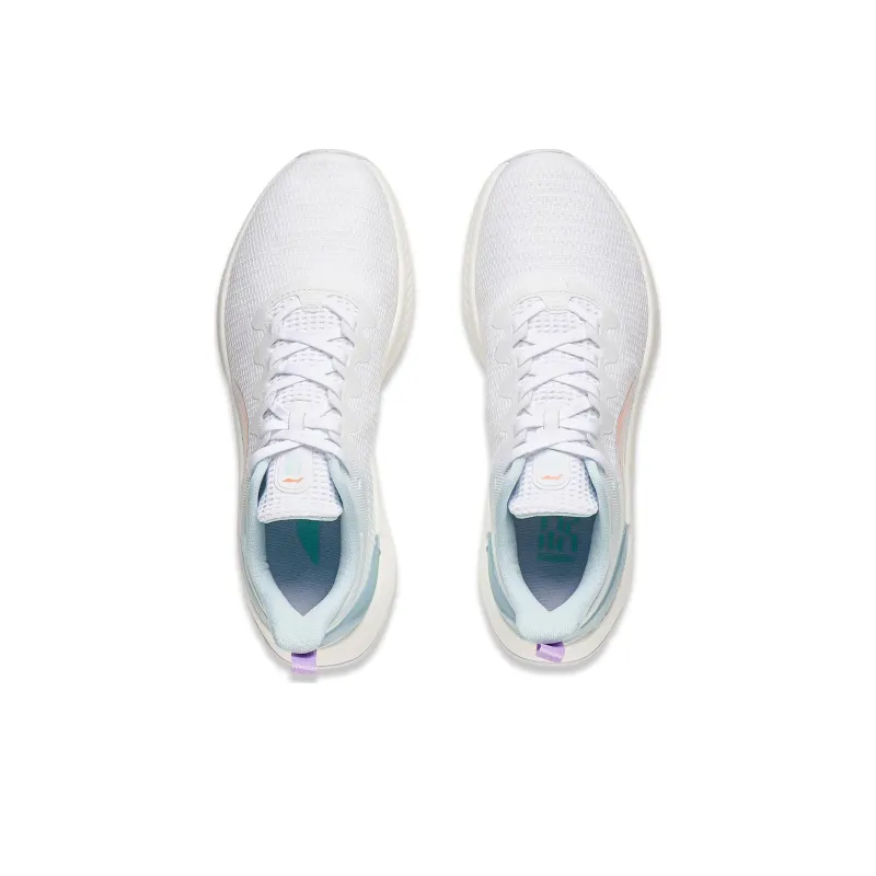 LiNing YueYing Element Anti Slip And Wear Resistant Breathable Low Top Running Shoes Women's White Blue-3