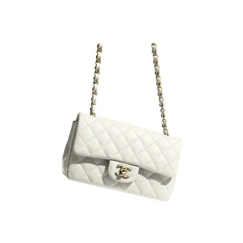 CHANEL Classic Flap CF Sheepskin Shoulder Bag, Crossbody Bag Mini Women's Gray Green-1
