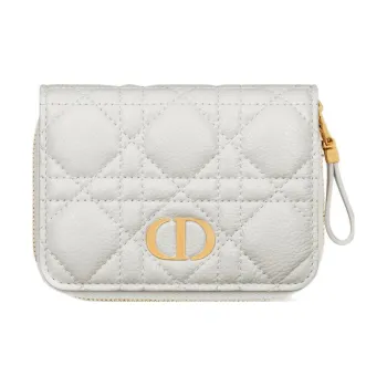 DIOR Calfskin Wallet Women's Silver Gray