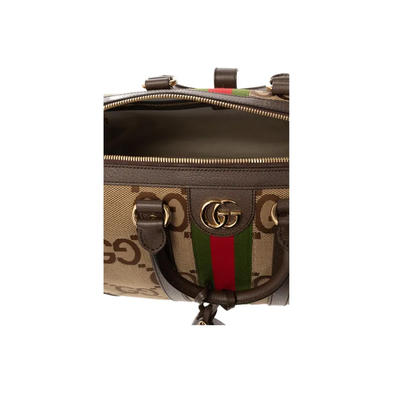GUCCI Ophidia Canvas With Leather Handbag Shoulder Bag Crossbody Bag Travel Bag Small Size Men's Camel/Brown-3