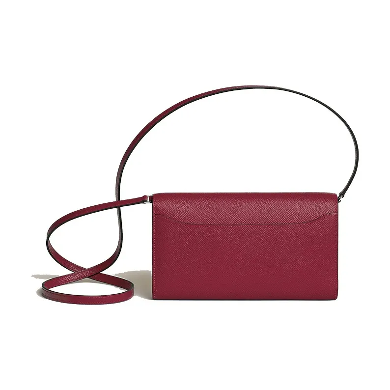 HERMES Constance Long To Go Epsom Calfskin Wallets Handheld Shoulder Bag Crossbody Bag Women's B5 Rubis Gemstone Red-2
