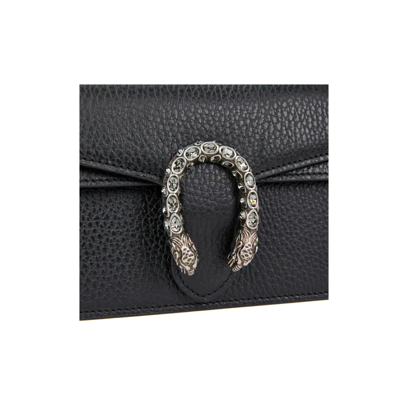 GUCCI Dionysus Super Mini Leather Chain Shoulder Bag Black-4