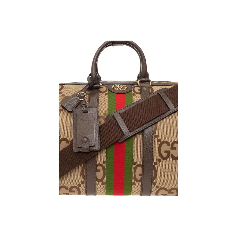 GUCCI Ophidia Canvas With Leather Handbag Shoulder Bag Crossbody Bag Travel Bag Small Size Men's Camel/Brown-4