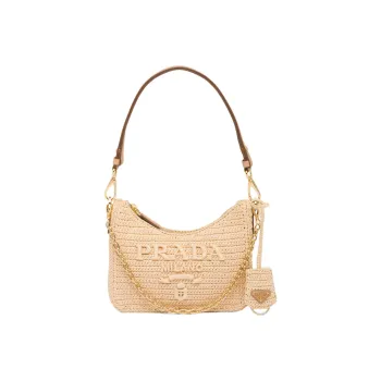 PRADA Re Edition Straw And Wicker Shoulder Bag Women's Tan/Natural