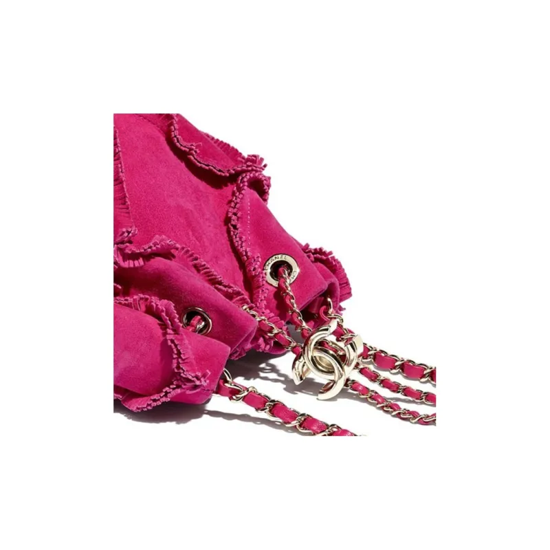 CHANEL Drawstring Lambskin Shoulder Bag Women's Fuchsia-4