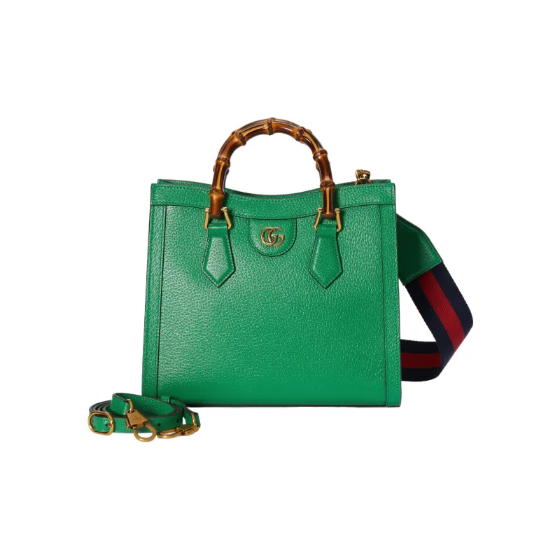 GUCCI Diana Leather Tote Bag Shopping Bag Shoulder Bag Handbag Small Size Women's Green-1