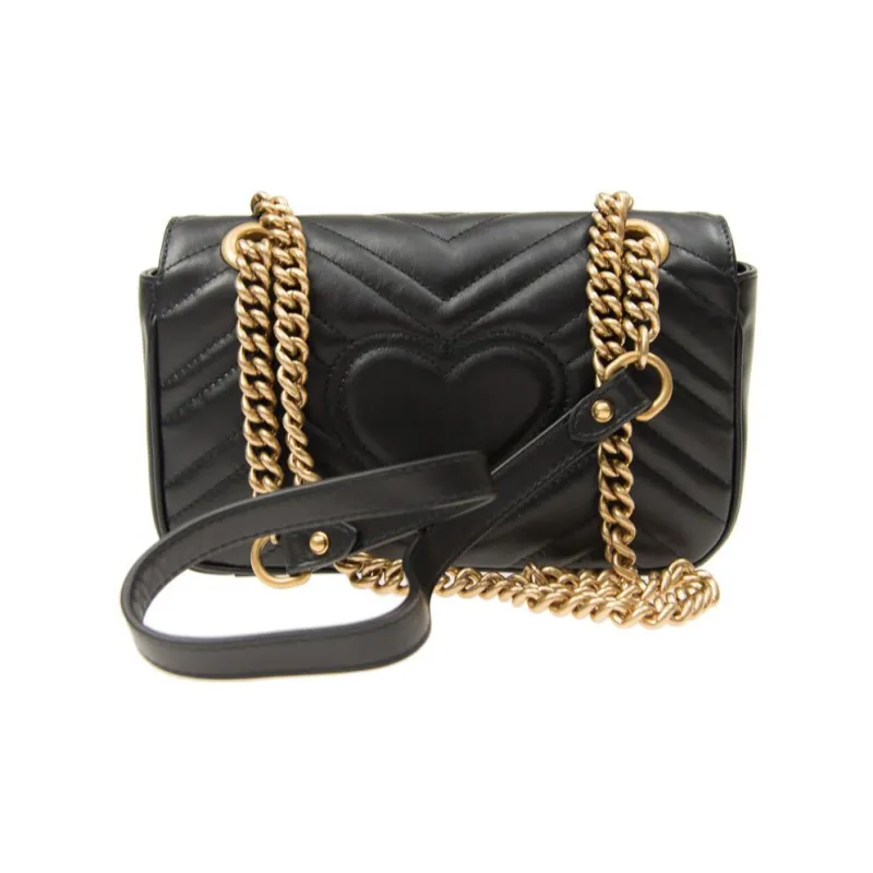GUCCI GG Marmont Mini Shoulder Bag Matelasse Chevron Black-2
