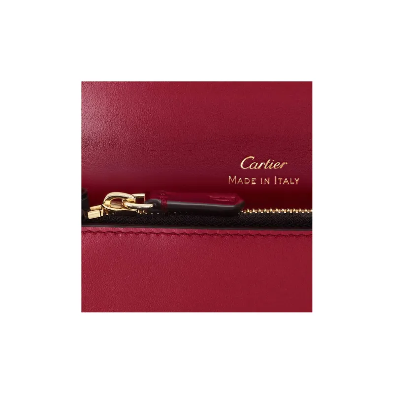 CARTIER Calfskin Card Holder Women's Cherry Red-4