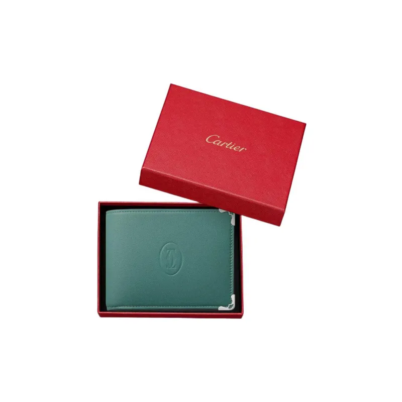 CARTIER Must De Cartier Calfskin Wallet Women's Sand Gold Stone Color-3