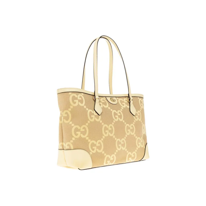 GUCCI Ophidia Canvas With Leather Tote Bag, Shopping Bag, Canvas Bag, Handbag Medium Size Women's Beige/Yellow-1